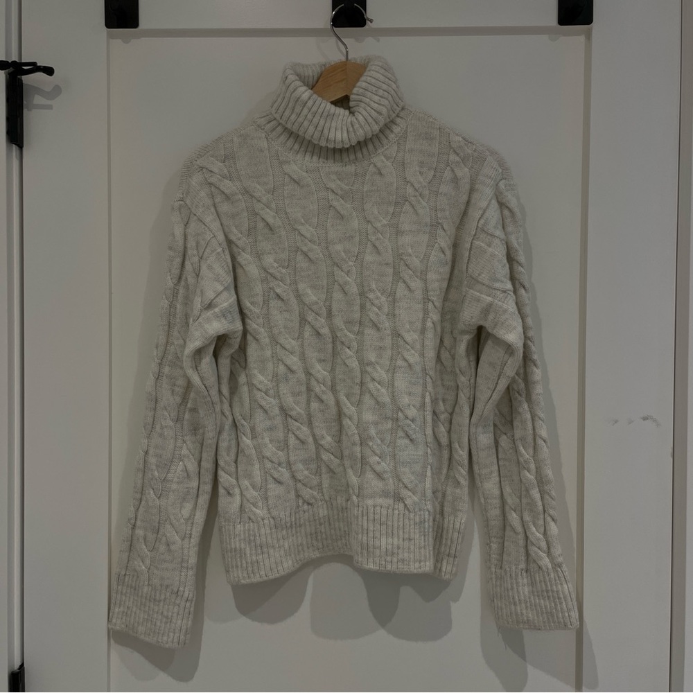 Marks & Spencer Cream Cable Knit Turtleneck Sweater
